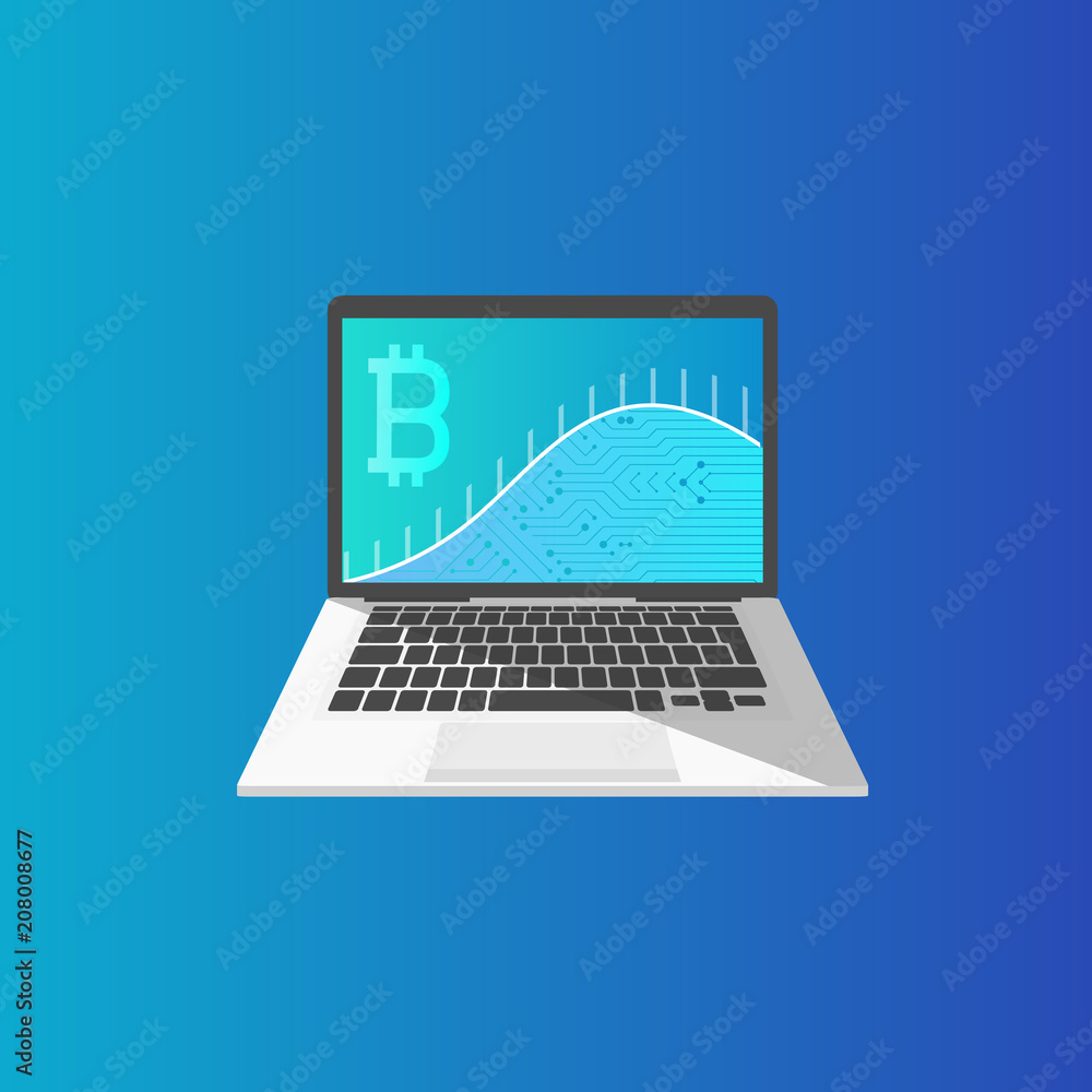 Vector illustration of laptop and web page with cryptocurrency concept. Vector illustration of laptop and web page with cryptocurrency concept.