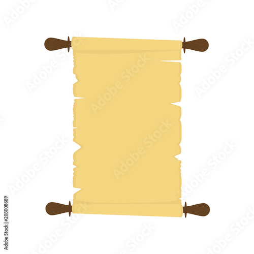 Vector illustration of old paper scroll isolated on white background.