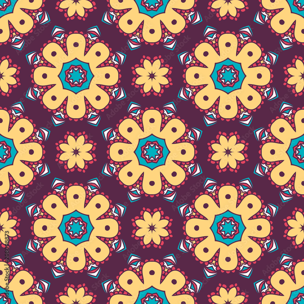 Fototapeta premium Abstract stylized floral seamless pattern. Hand drawn vector illustration