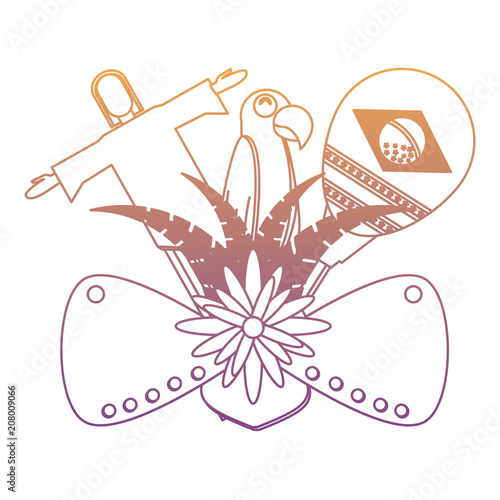 carnival mask with brazilian culture related icons over white background, vector illustration