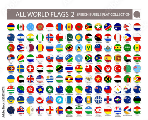 All World Flags speech bubble flat collection. Part 2. All World Flags Vector Collection