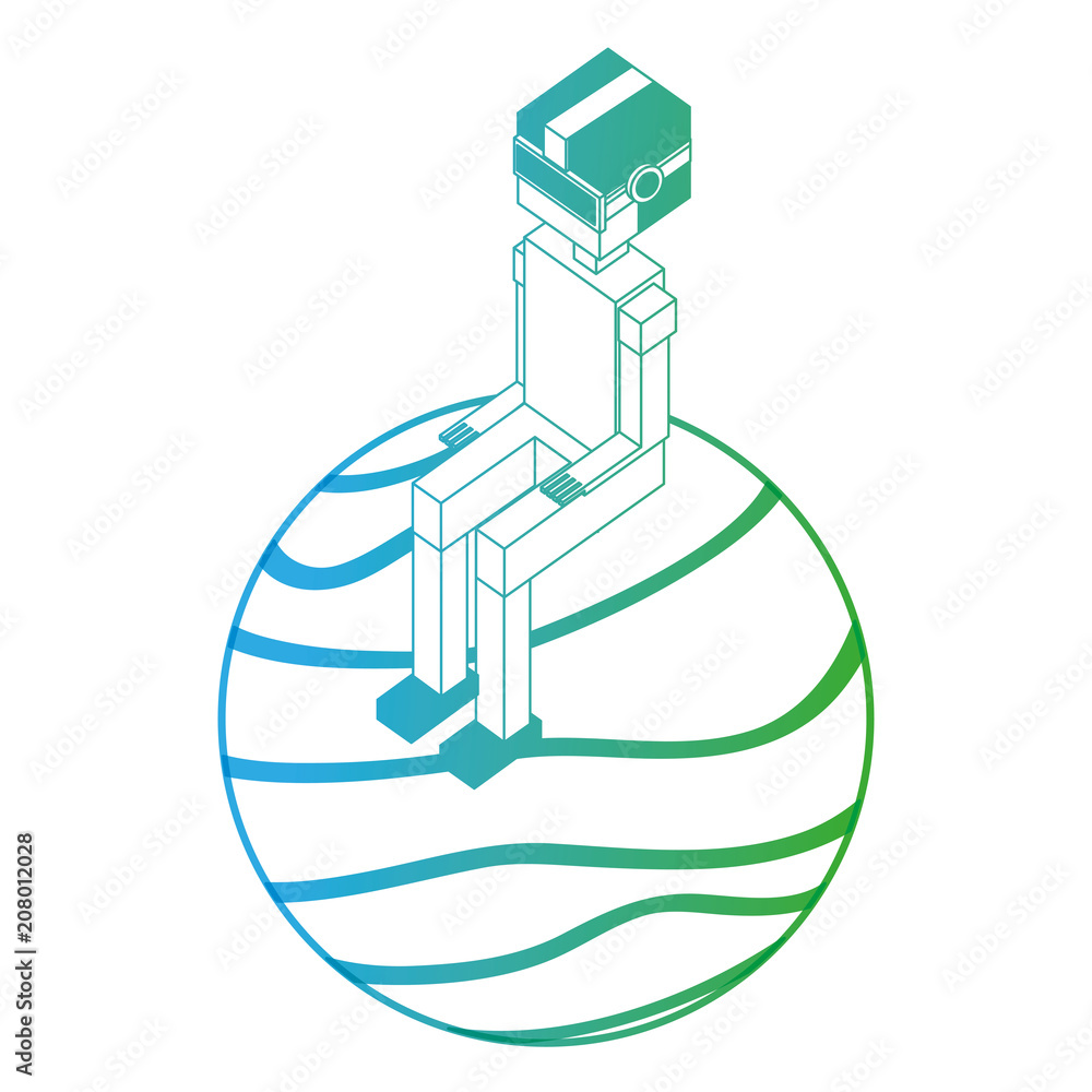 futuristic man with planet isometric avatar vector illustration design futuristic man with planet isometric avatar vector illustration design