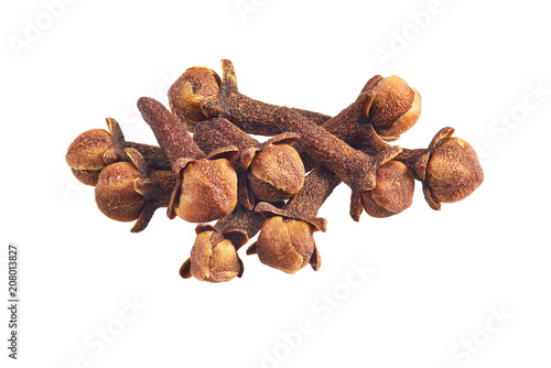 A pile of dry cloves isolated on white.