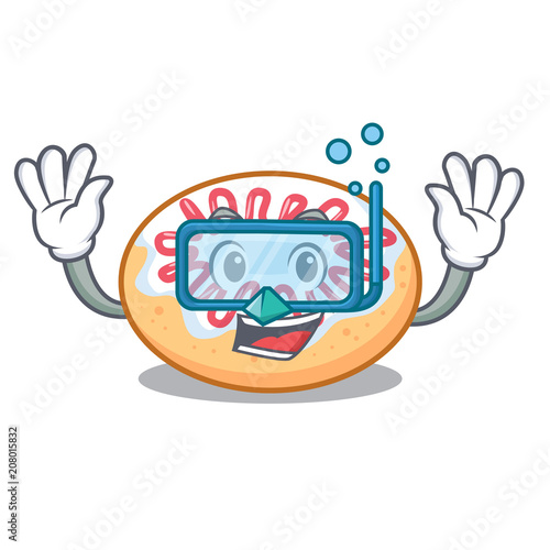 Diving jelly donut character cartoon