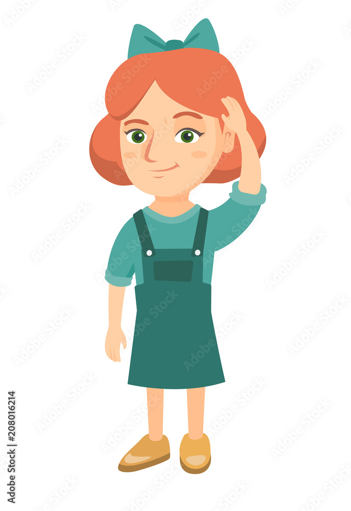 Confused caucasian little girl scratching head. Thoughtful girl scratching  her head. Puzzled girl scratching her head. Vector sketch cartoon  illustration isolated on white background. Stock Vector | Adobe Stock
