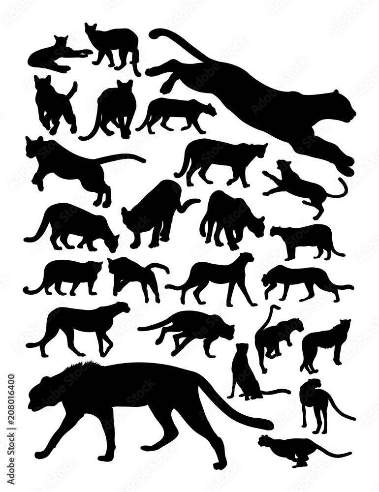 Cheetah and puma silhouette. Good use for symbol, logo, web icon, mascot,  sign, or any design you want. Stock Vector | Adobe Stock