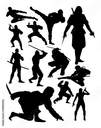 Ninja silhouette. Good use for symbol, logo, web icon, mascot, sign, or any design you want.