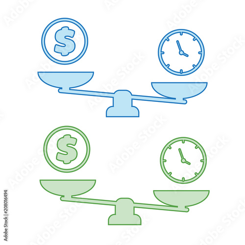 scale single symbol. Time and money on scales