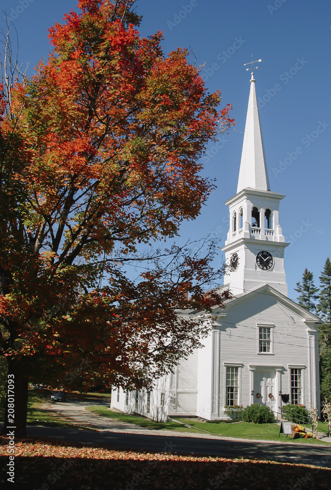 Vermont Village in Autumn Season