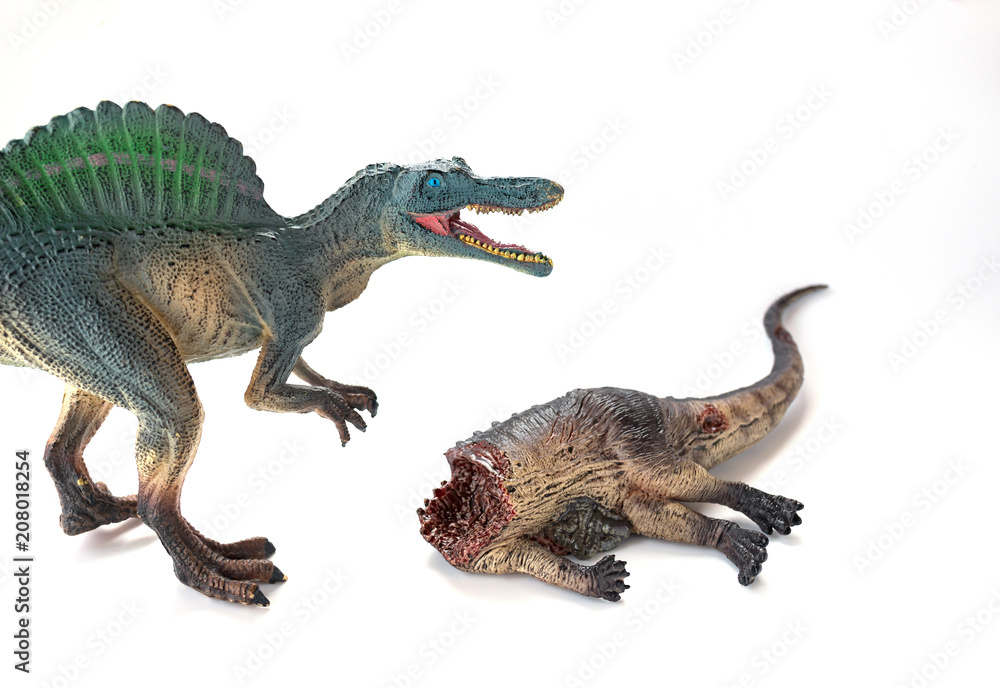 dinosaur bloody body and a spinosaurus at background selective focus dinosaur bloody body and a spinosaurus at background selective focus