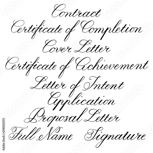 Handwritten calligraphic taglines for business documents. Vector illustration on white background