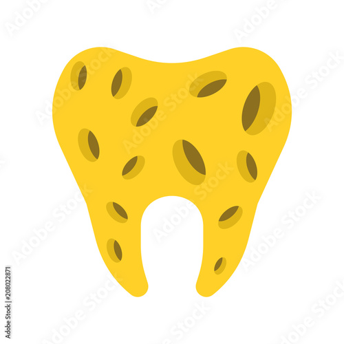 Tooth with hole. sick tooth. Caries and pulpitis Toothache Vector illustration