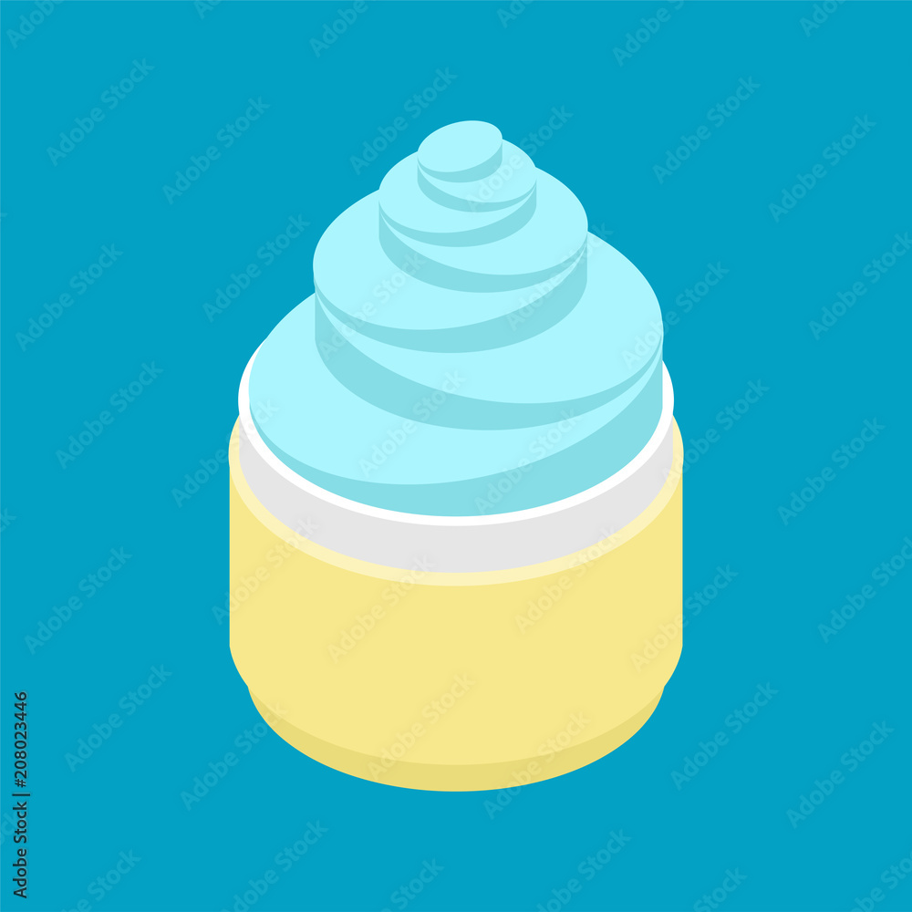 Cosmetic cream in jar isometry. Vector illustration Cosmetic cream in jar isometry. Vector illustration