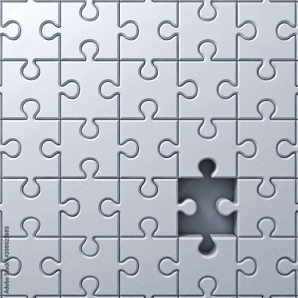 Missing jigsaw puzzle piece concept . 3D rendering. Missing jigsaw puzzle piece concept . 3D rendering.