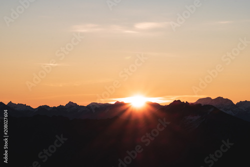 A stunning scene of sunset on the top of Alps mountain. © Klanarong Chitmung
