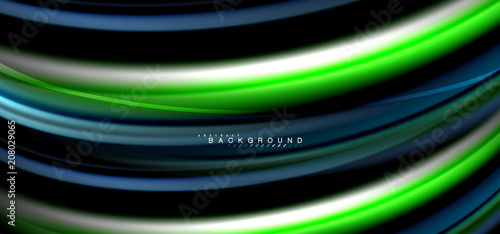 Multicolored wave lines on black background design