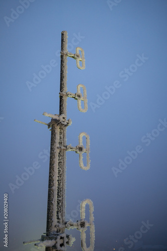 Frost on metal pole