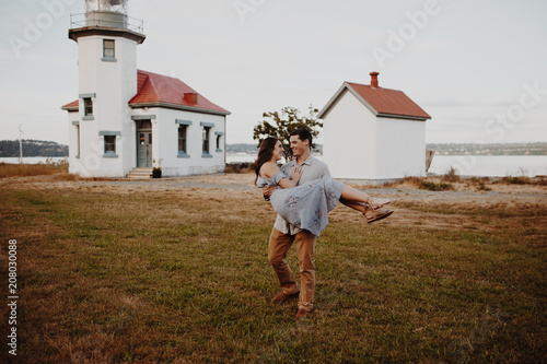 Lighthouse engagement session photo