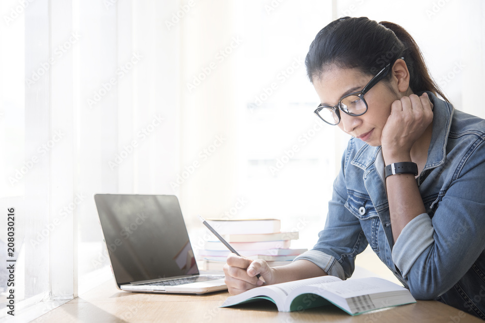 Smart working woman concept on-line learning or distance work concept, Smart working woman concept on-line learning or distance work concept,