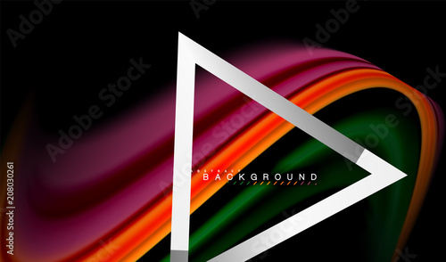 Rainbow fluid colors wave and metallic geometric shape