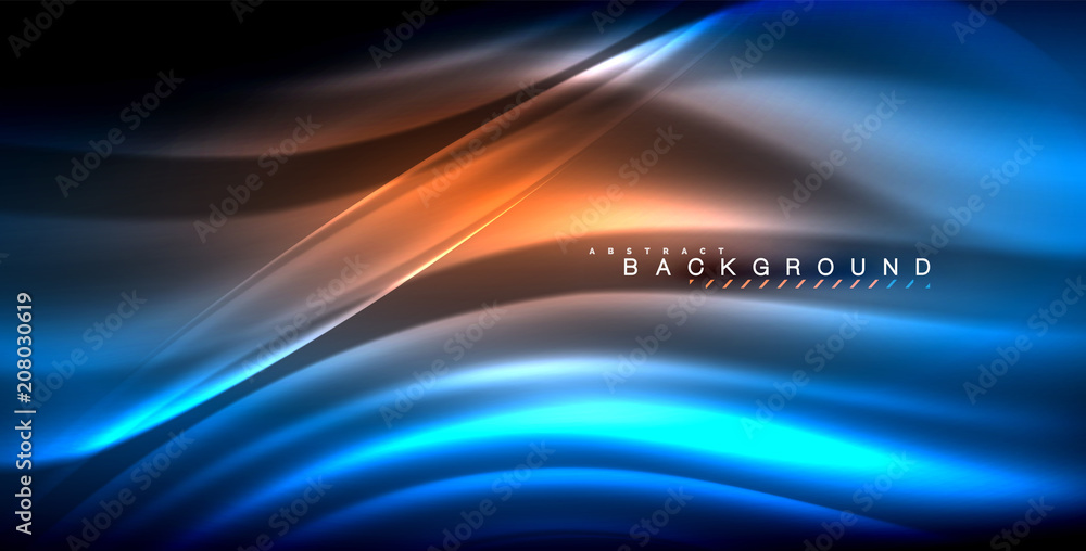 Neon glowing wave, magic energy and light motion background Neon glowing wave, magic energy and light motion background