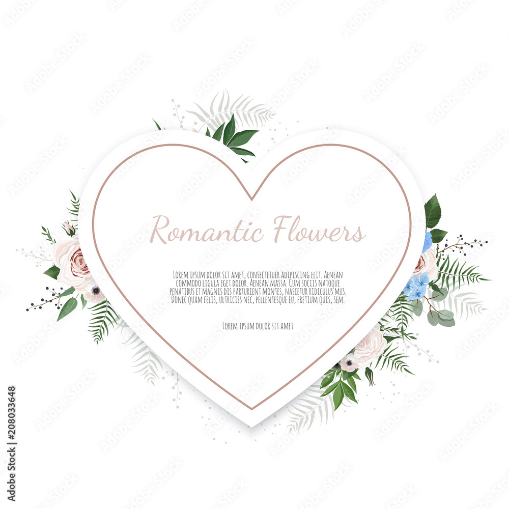 Floral heart with decorative flowers. Valentines Day Vintage Background With flowers.