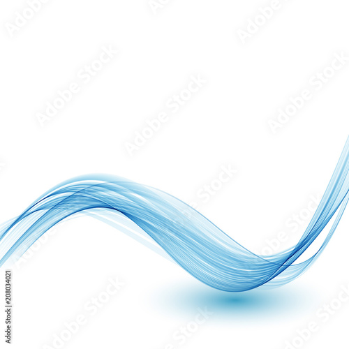 Blue transparent vector wave.