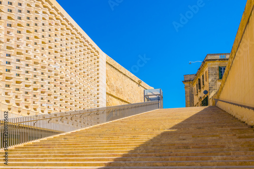 View of steep stairway next to the maltese parliament in Valletta photo