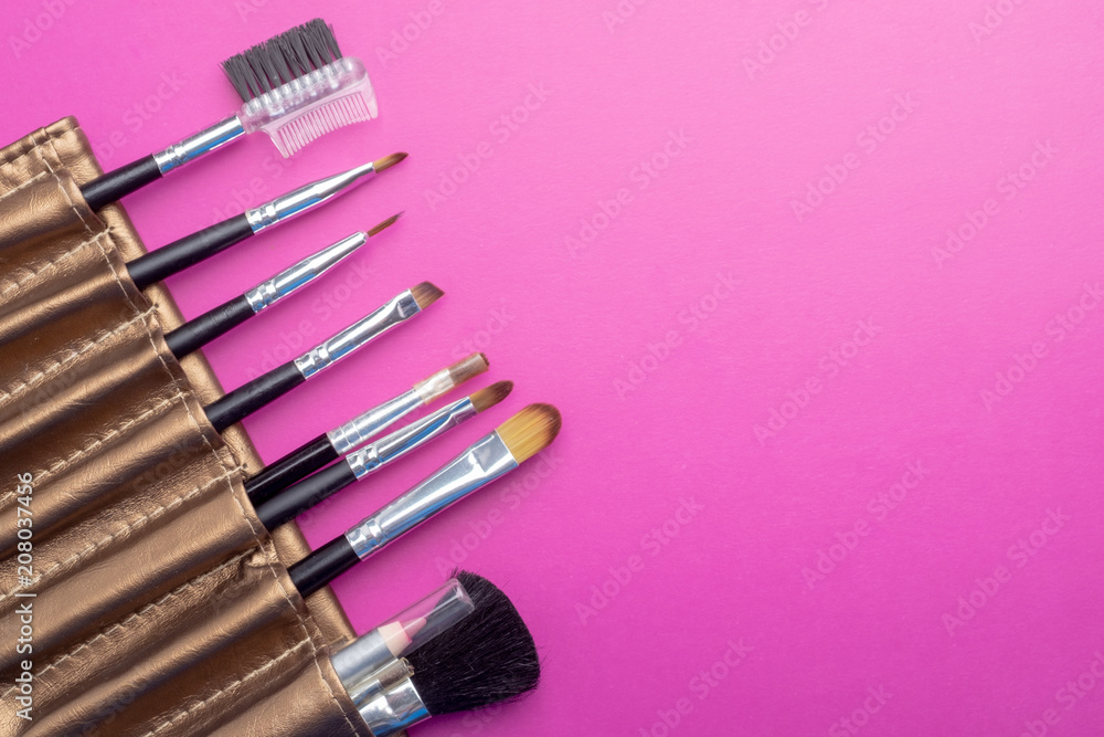 Make up brushes flat lay Make up brushes flat lay