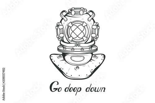 Diving. Scuba diving logo. Diver mask. Scuba-diving helmet. Vector graphics to design.