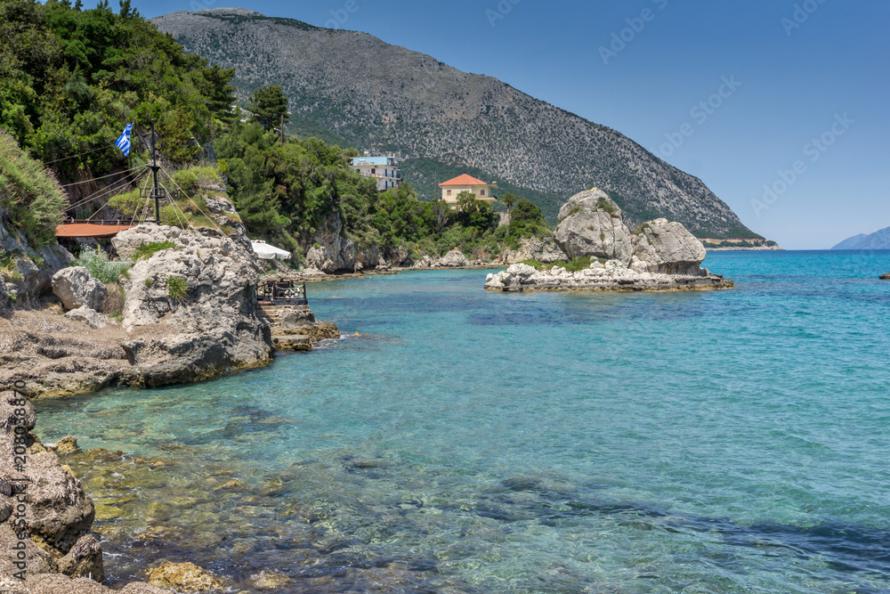 Rocks on the coastline of Lefkes,  Kefalonia, Ionian Islands, Greece