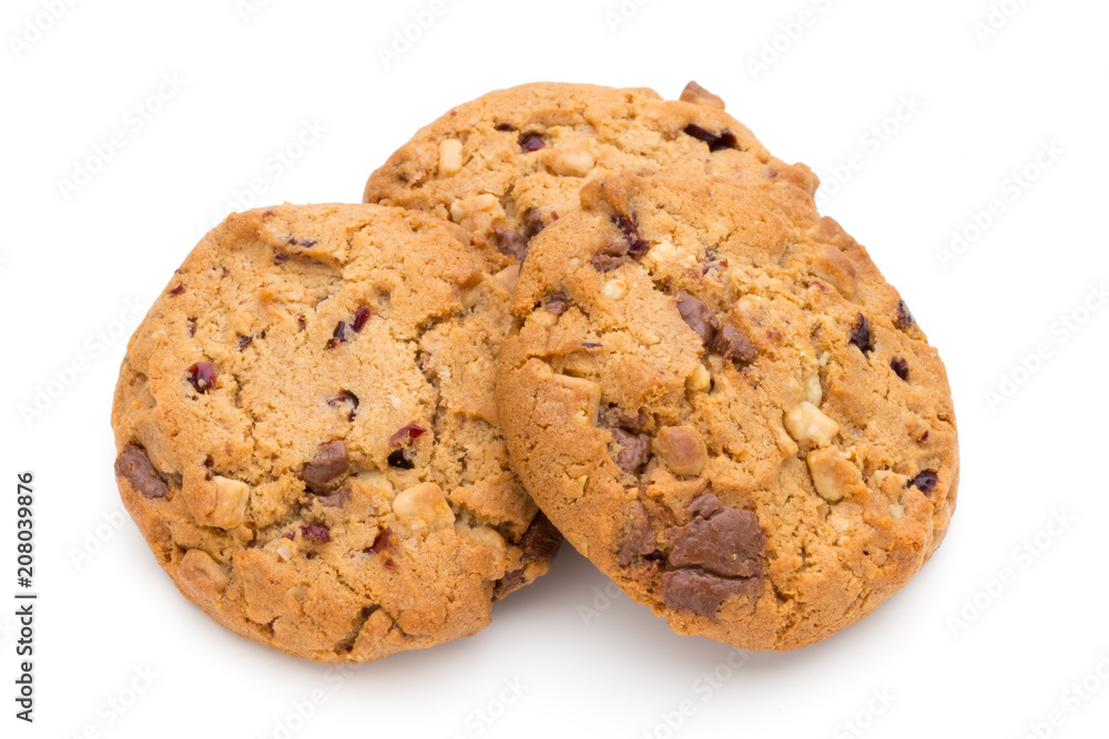 Chocolate chip cookie isolated on white background. Chocolate chip cookie isolated on white background.