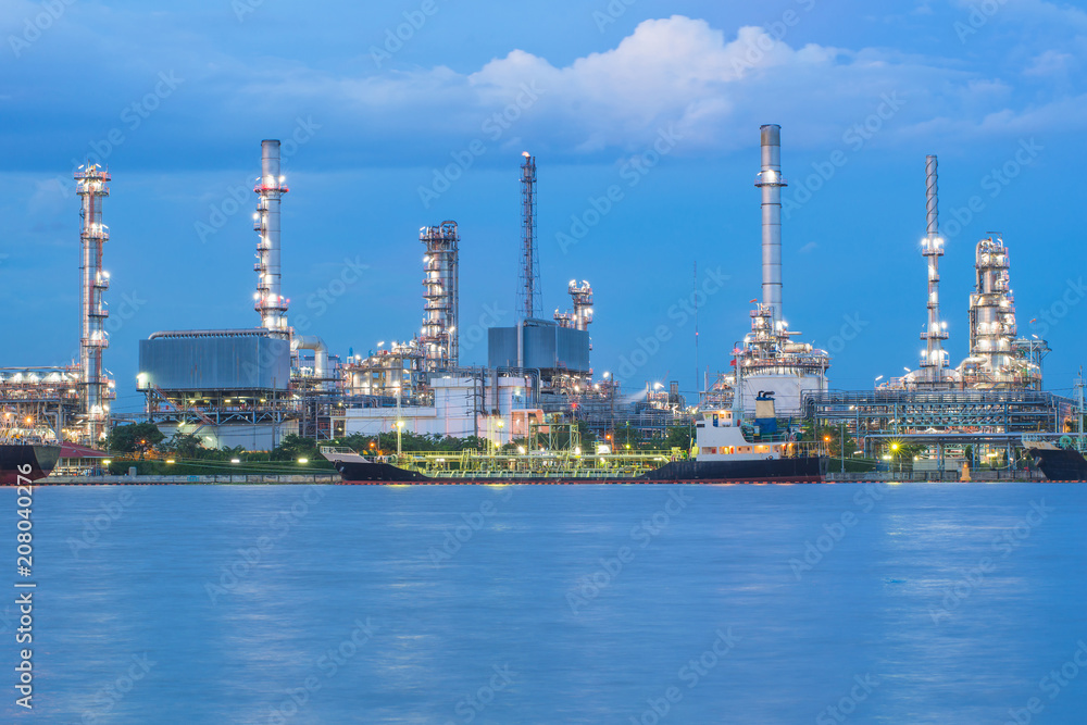 Oil refinery factory at twilight Bangkok Thailand