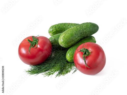 Dill. tomatoes and cucumbers