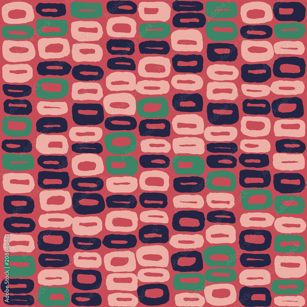 Seamless vector pattern of 60s blue, green and pink for textile, wrapping, craft