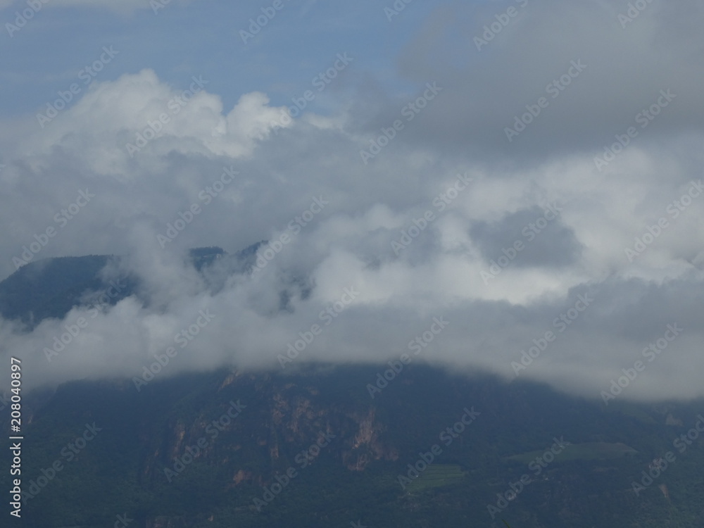 mountains of south tyrol bad weather fog clouds italy europe