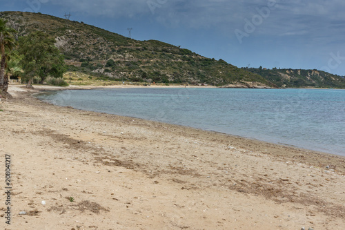 Landscape with sand beach in Kefalonia  Ionian Islands  Greece