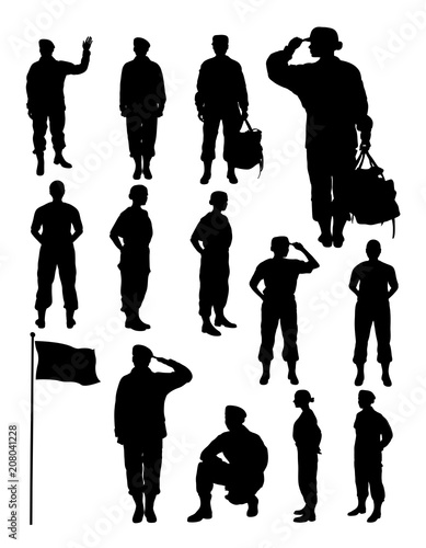 Silhouette of female soldier. Good use for symbol, logo, web icon, mascot, sign, or any design you want.