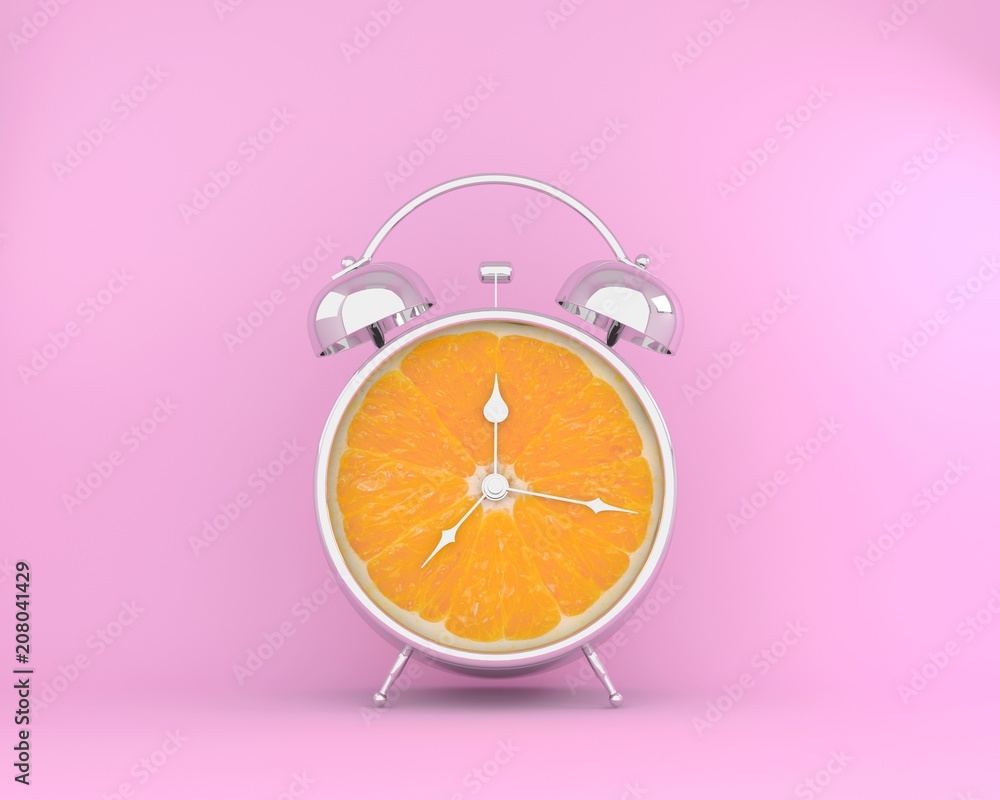 Tropical fruit concept made of orange slice alarm clock on pink pastel  background. minimal idea business concept. Stock Photo | Adobe Stock