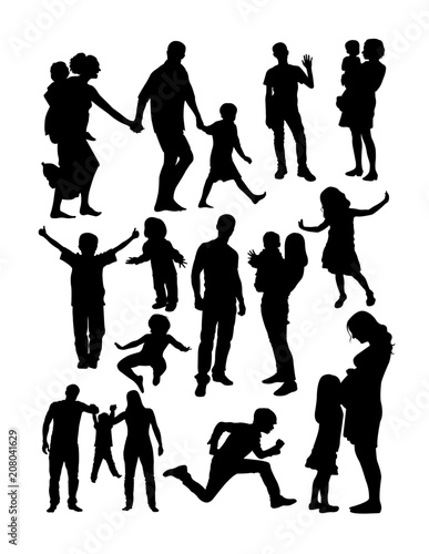 Silhouette of happy family. Good use for symbol, logo, web icon, mascot, sign, or any design you want.
