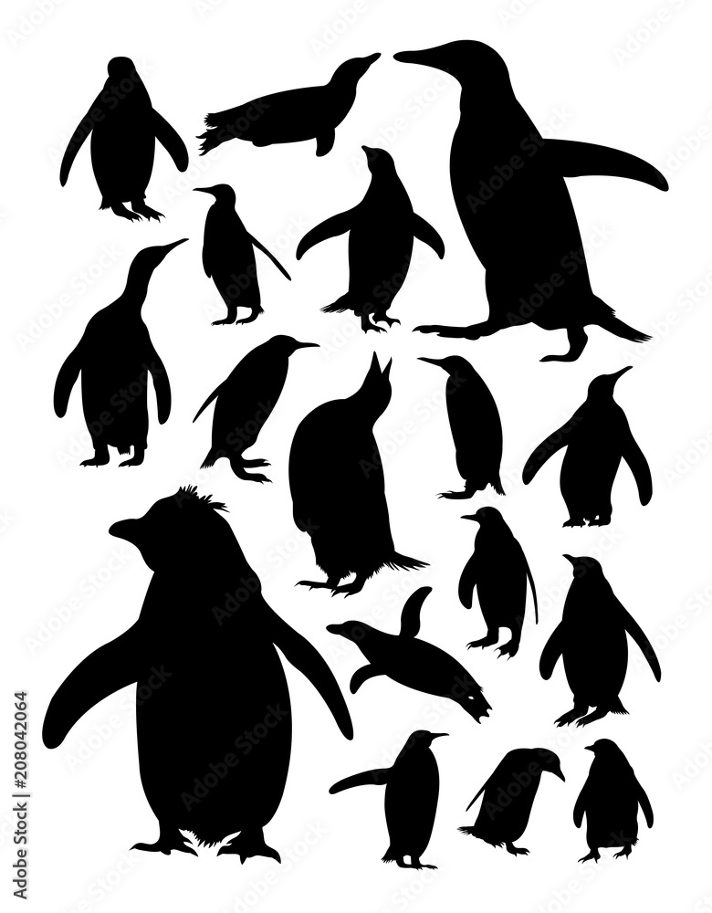 Naklejka premium Silhouette of penguins. Good use for symbol, logo, web icon, mascot, sign, or any design you want.