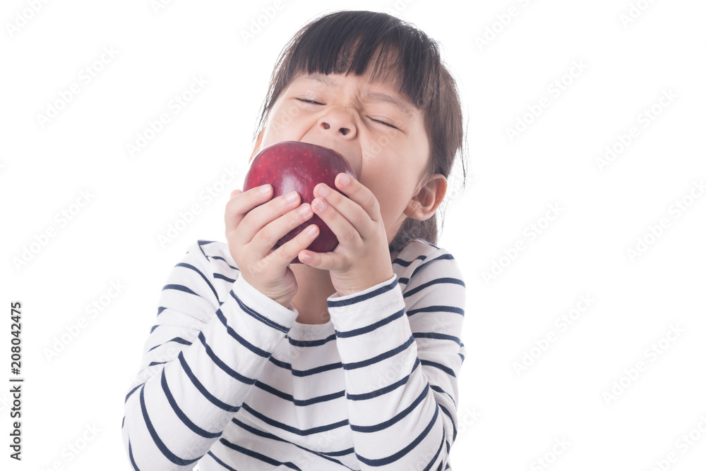 portrait of a little girl eating apple portrait of a little girl eating apple