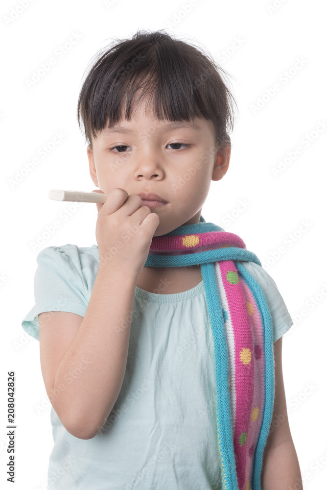 worried child shows her high body heat