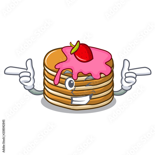 Wink pancake with strawberry character cartoon
