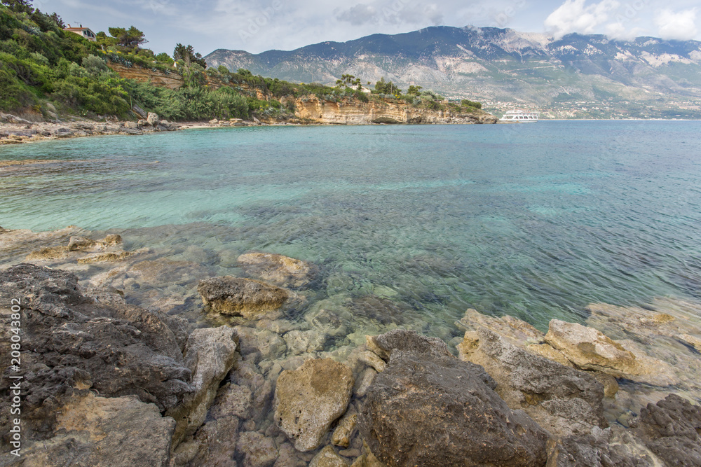 Amazing panorama of Pesada beach, Kefalonia, Ionian islands, Greece