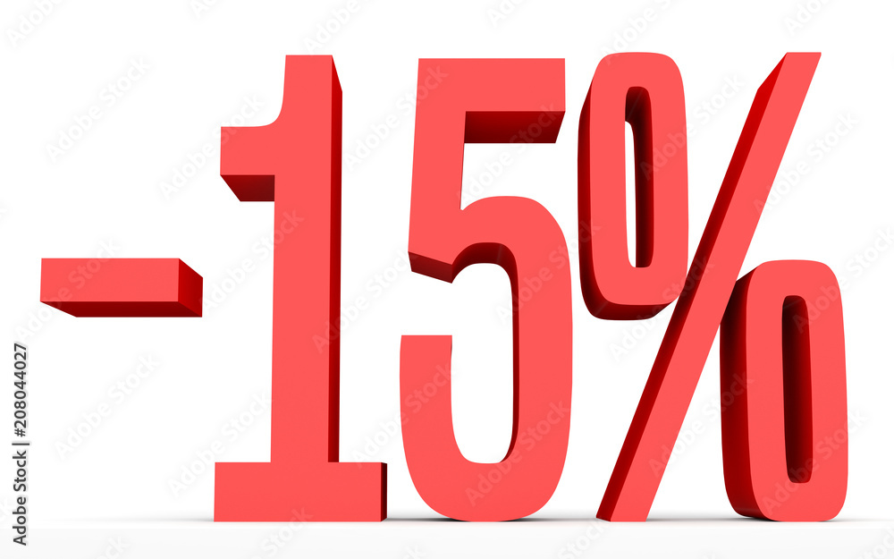 Minus fifteen percent. Discount 15 %. Minus fifteen percent. Discount 15 %.