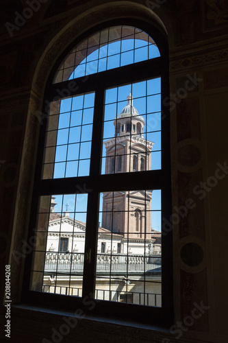 Saint Barbara Church Tower: Seen from Window inside Ducal Palace in Mantua -Italy