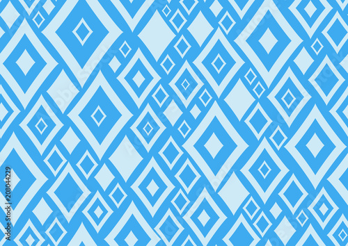 Abstract shape geometric background. Blue background seamless pattern and light blue figures for cover digital graphic and textile