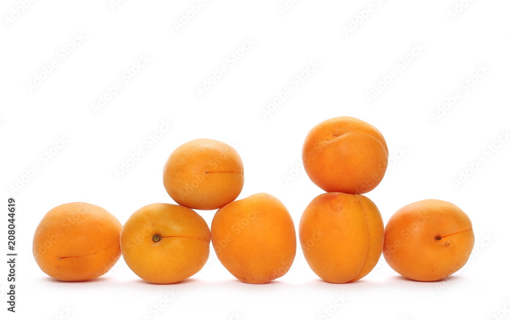 Fresh apricot fruits isolated on white background Fresh apricot fruits isolated on white background