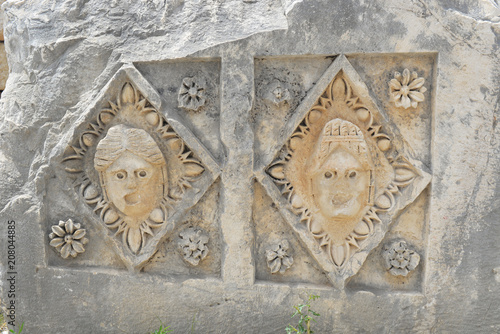 Ancient stonework at Myra in Demre in Turkey.